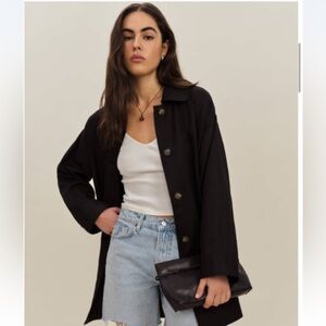 Reformation Black Linen Irene Coat - M